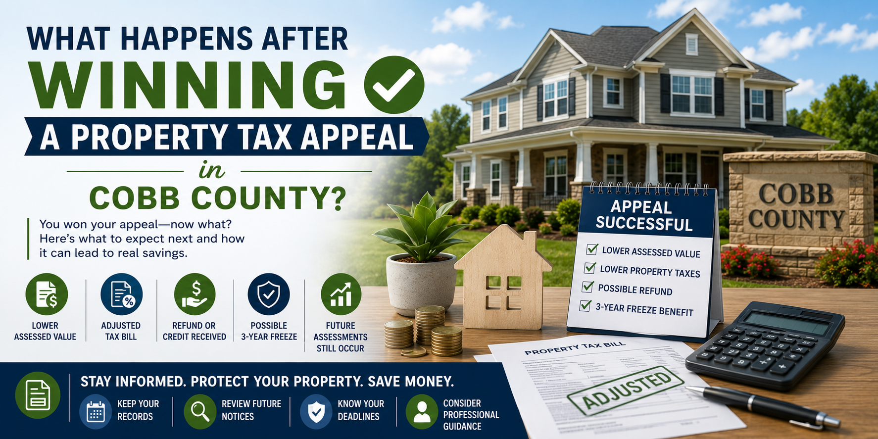 Cobb County homeowner reviewing a successful property tax appeal decision