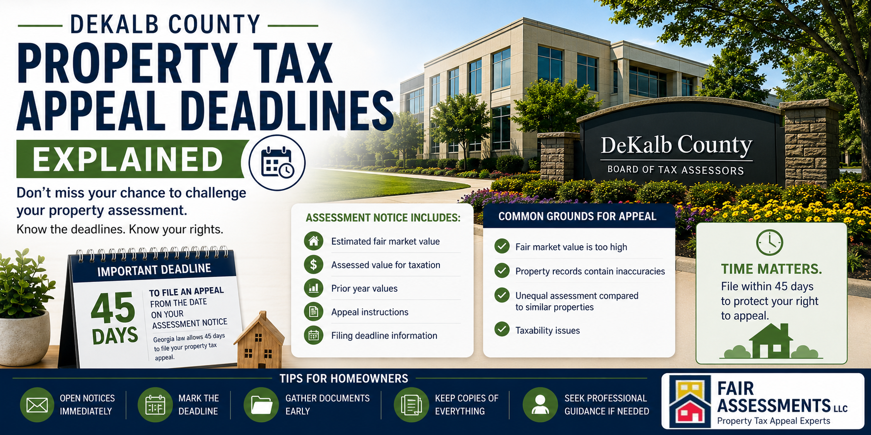 DeKalb County homeowner reviewing a property tax assessment notice and appeal deadline